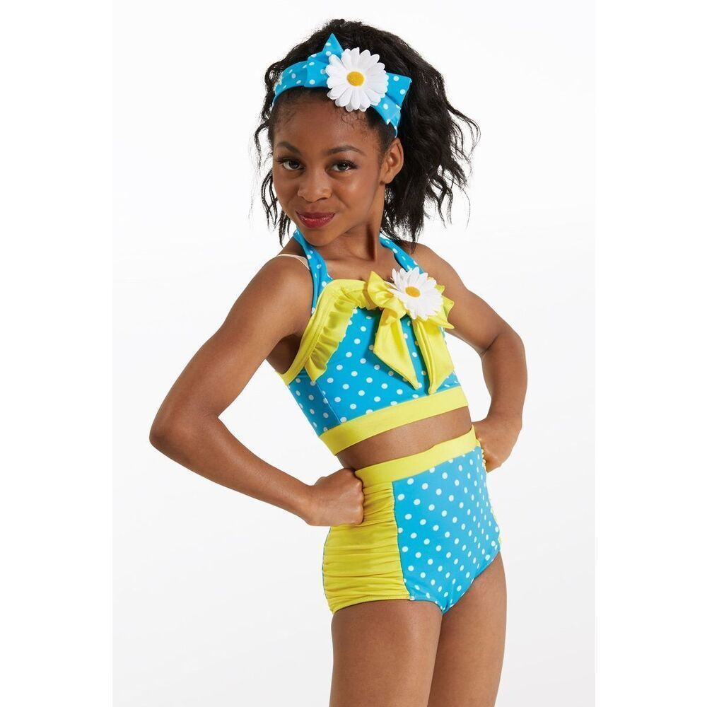 WEISSMAN Dive In The Pool Retro Two Piece Dance Costume Rhinestones Added